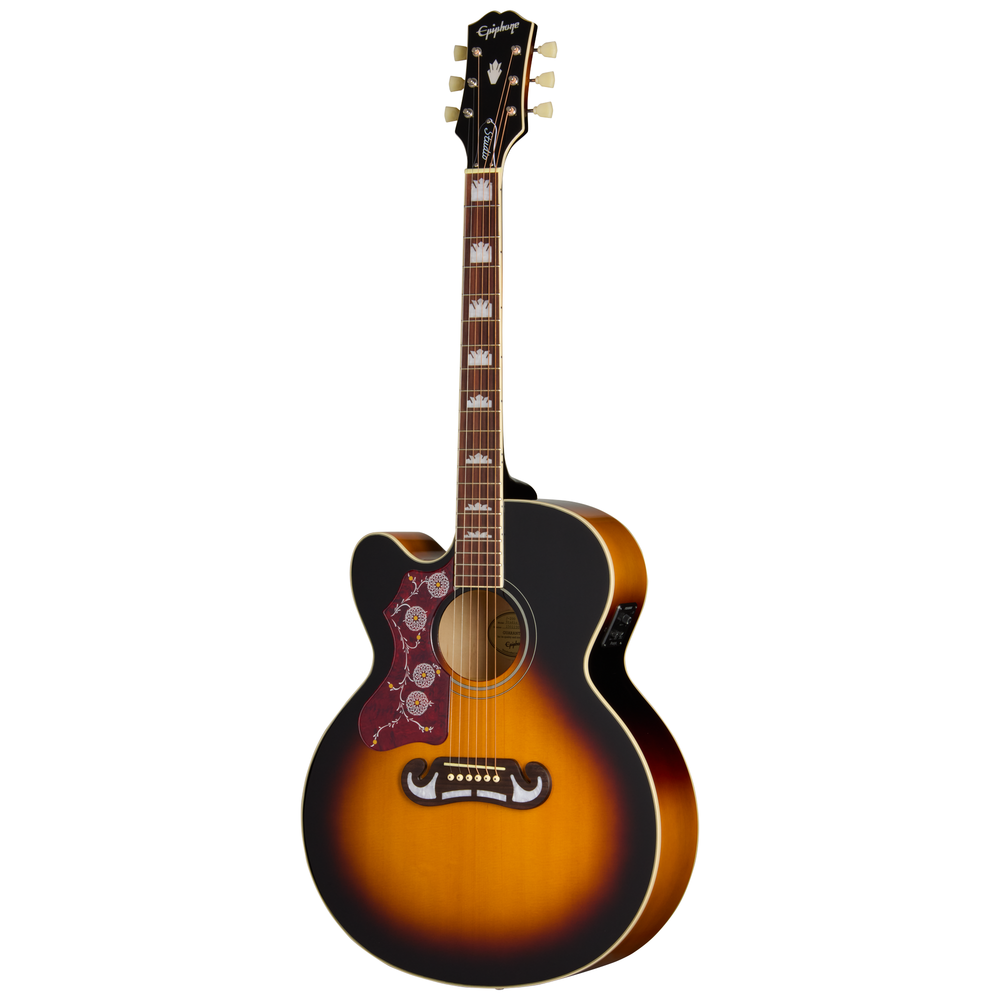 Epiphone J200 Studio EC Left Handed Electric Acoustic Guitar - Vintage Sunburst