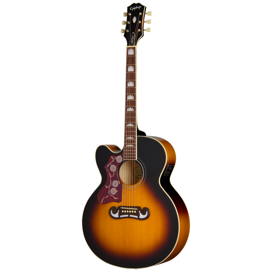 Epiphone J200 Studio EC Left Handed Electric Acoustic Guitar - Vintage Sunburst