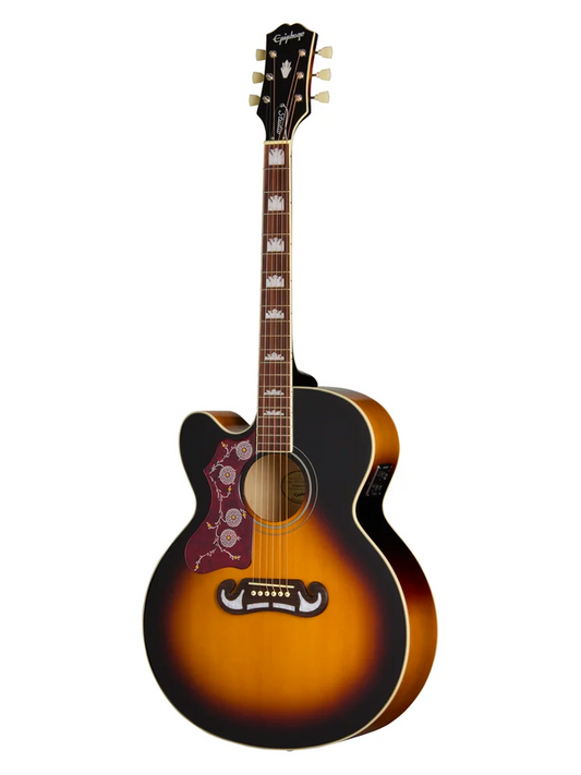 Epiphone J200 Studio EC Left Handed Electric Acoustic Guitar - Vintage Sunburst