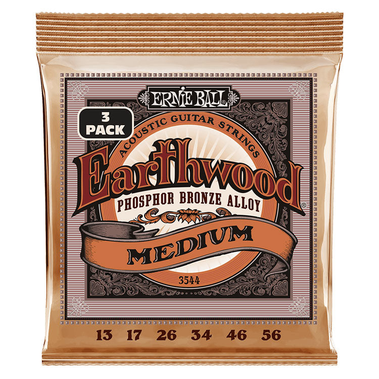 Ernie Ball Earthwood Phosphor Bronze Medium 13-56 6-String Acoustic Guitar Strings 3 Pack