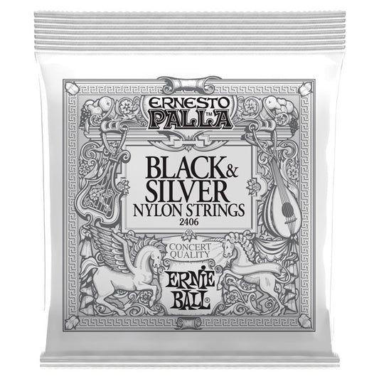 Ernie Ball Ernesto Palla Black and Silver Medium Tension Nylon Classical Guitar Strings