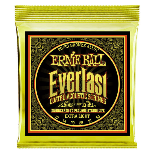 Ernie Ball Everlast Coated 80/20 Bronze Extra Light 10-50 6-String Acoustic Guitar Strings