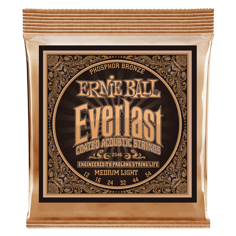 Ernie Ball Everlast Coated Phosphor Bronze Medium Light 12-54 6-String Acoustic Guitar Strings
