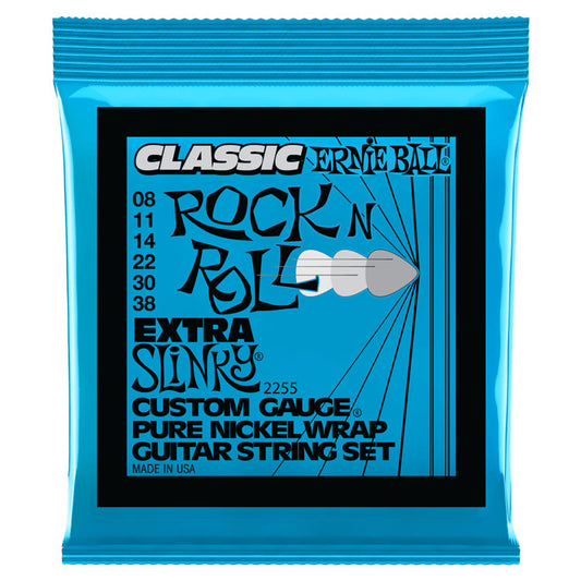 Ernie Ball Extra Slinky Classic Rock N Roll 8-38 Pure Nickel Wrap 6-String Electric Guitar Strings