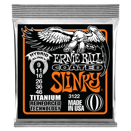 Ernie Ball Hybrid Slinky 9-46 Coated Titanium RPS 6-String Electric Guitar Strings
