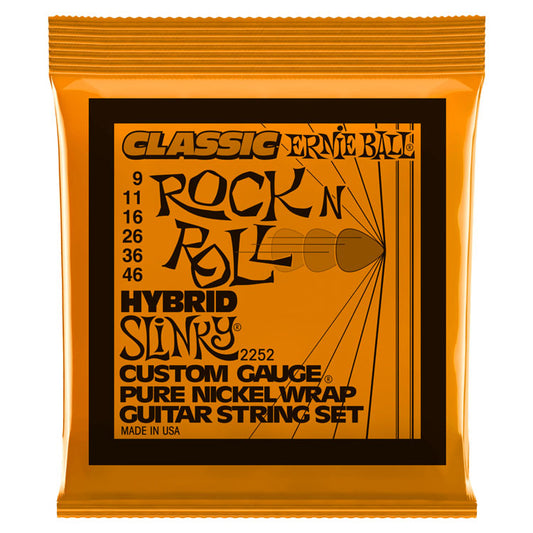 Ernie Ball Hybrid Slinky Classic Rock N Roll 9-46 Pure Nickel Wrap 6-String Electric Guitar Strings