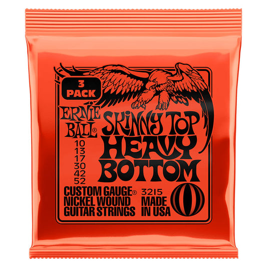 Ernie Ball Skinny Top/Heavy Bottom Slinky 10-52 Nickel Wound 6-String Electric Guitar Strings 3 Pack