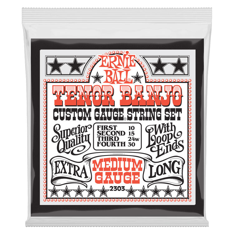Ernie Ball Stainless Steel Medium 10-30 Loop End 4-String Tenor Banjo Strings