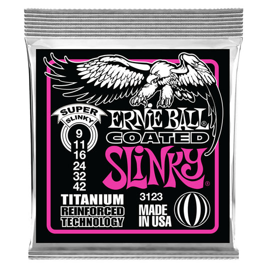 Ernie Ball Super Slinky 9-42 Coated Titanium RPS 6-String Electric Guitar Strings