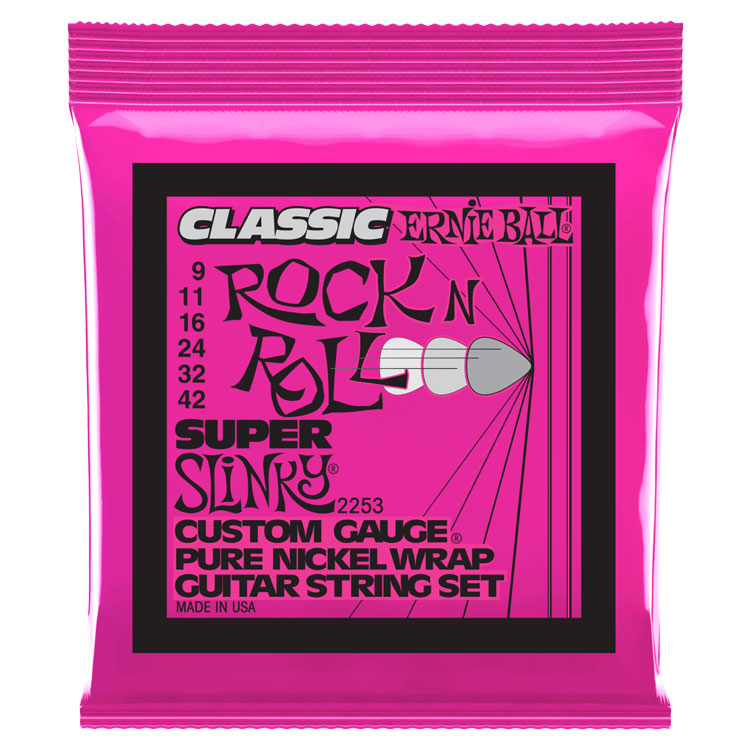 Ernie Ball Super Slinky Classic Rock N Roll 9-42 Pure Nickel Wrap 6-String Electric Guitar Strings