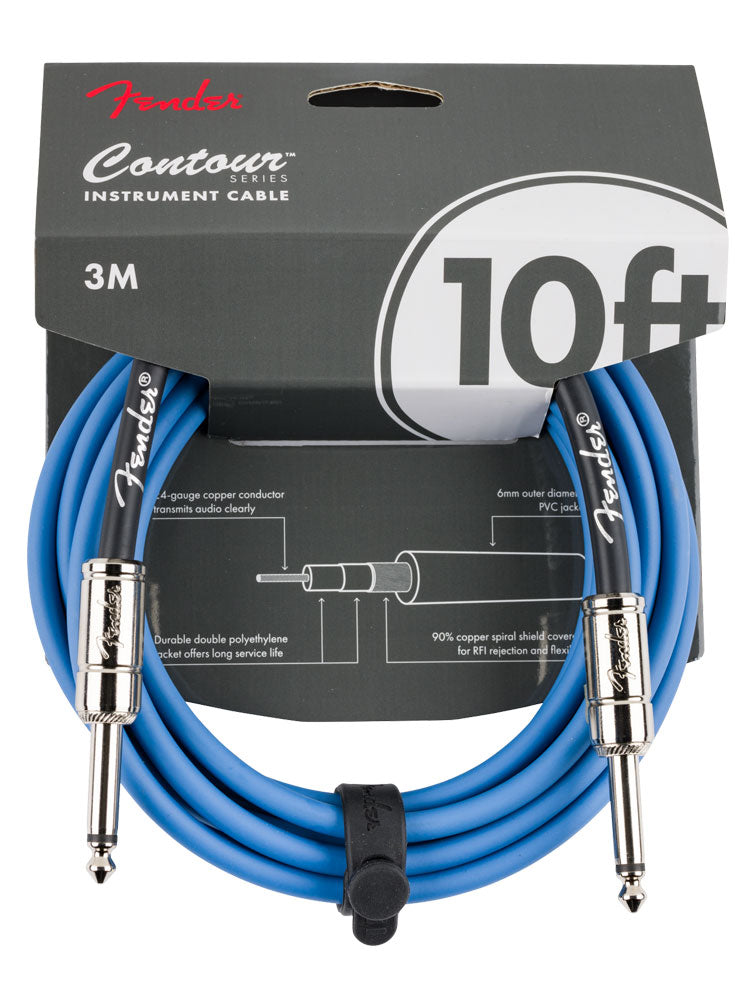 Fender Contour Series Instrument Cable 10ft - Lake Placid Blue
