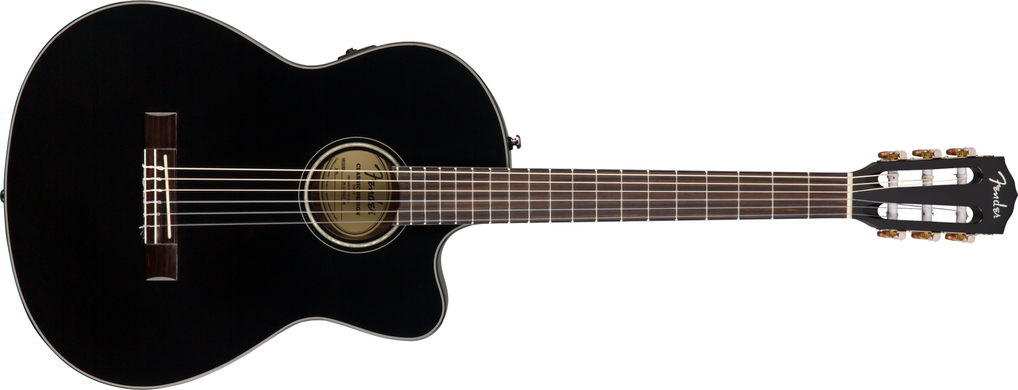Fender CN-140SCE Nylon Thinline Electric Classical Guitar - Black