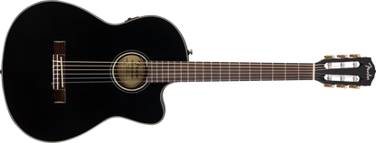 Fender CN-140SCE Nylon Thinline Electric Classical Guitar - Black