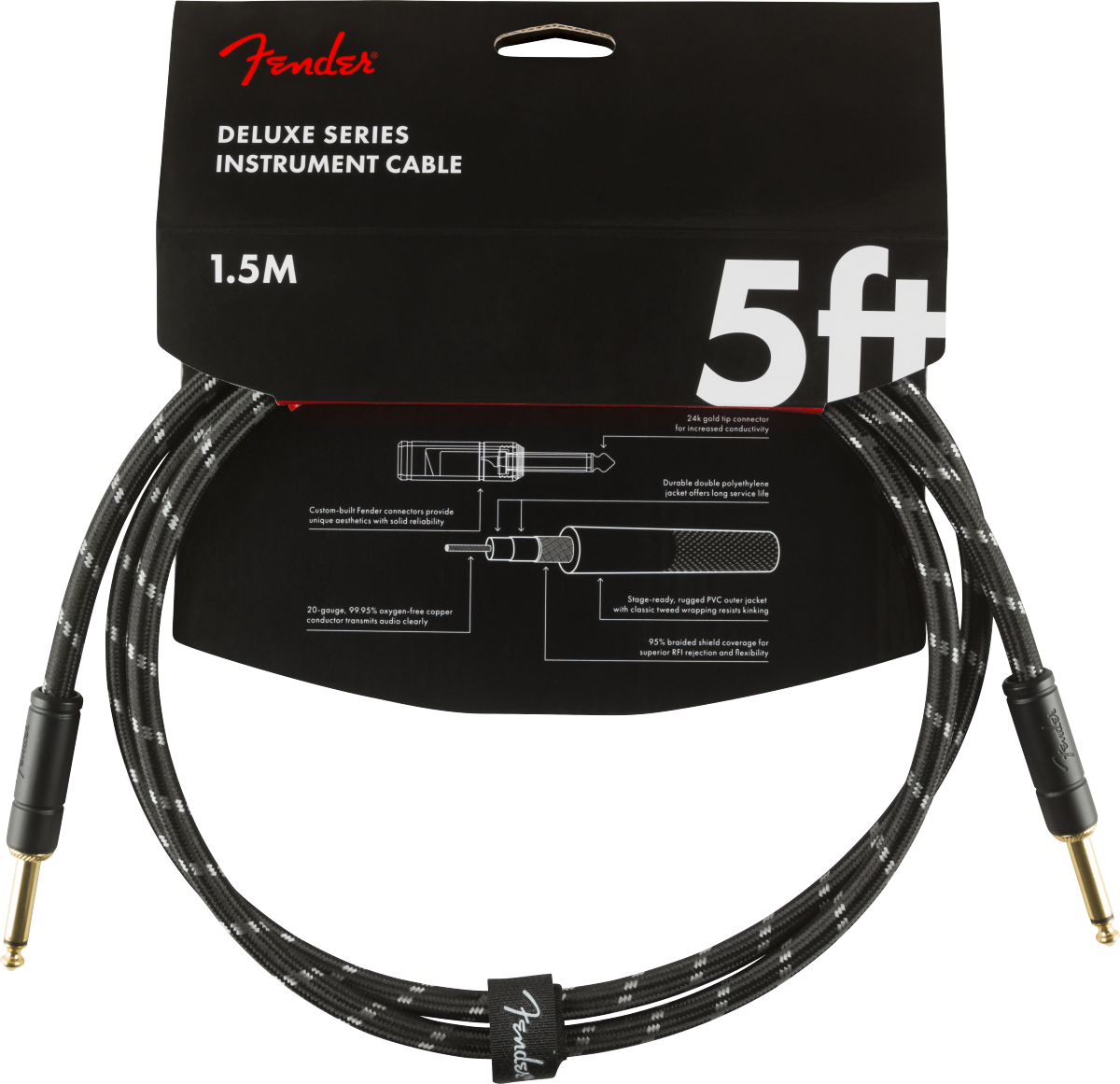 Fender Deluxe Series Tweed Instrument Cables - Black Tweed