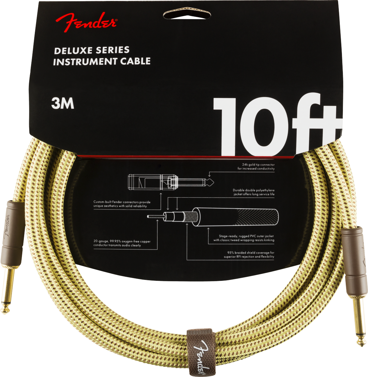 Fender Deluxe Series Tweed Instrument Cables - Tweed (10ft)