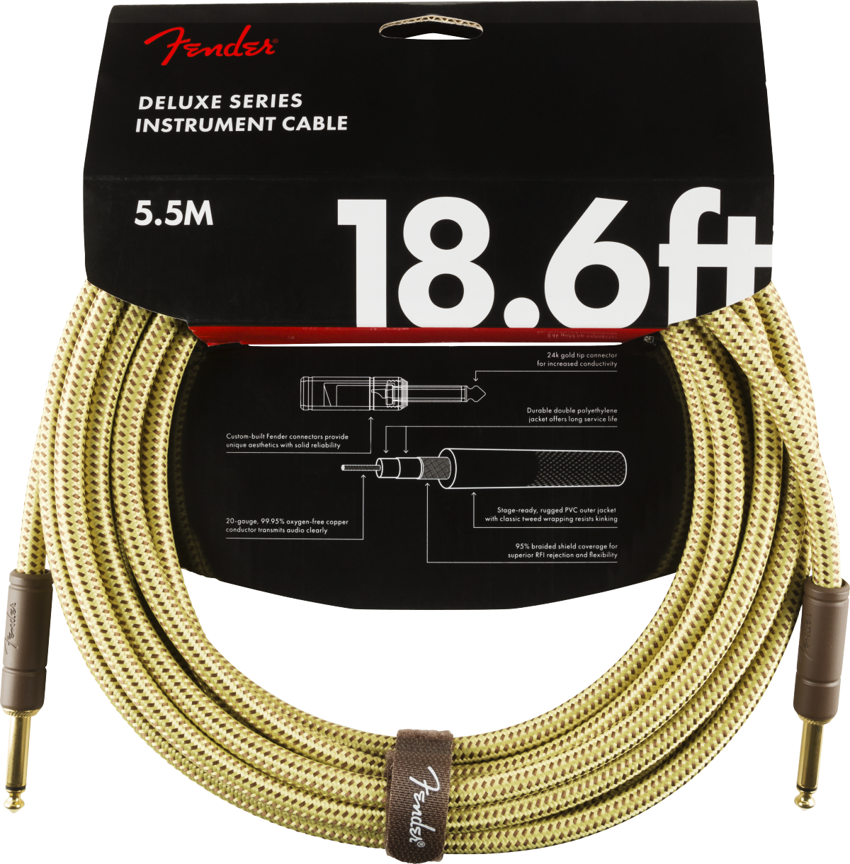 Fender Deluxe Series Tweed Instrument Cables - Tweed (18.6ft)