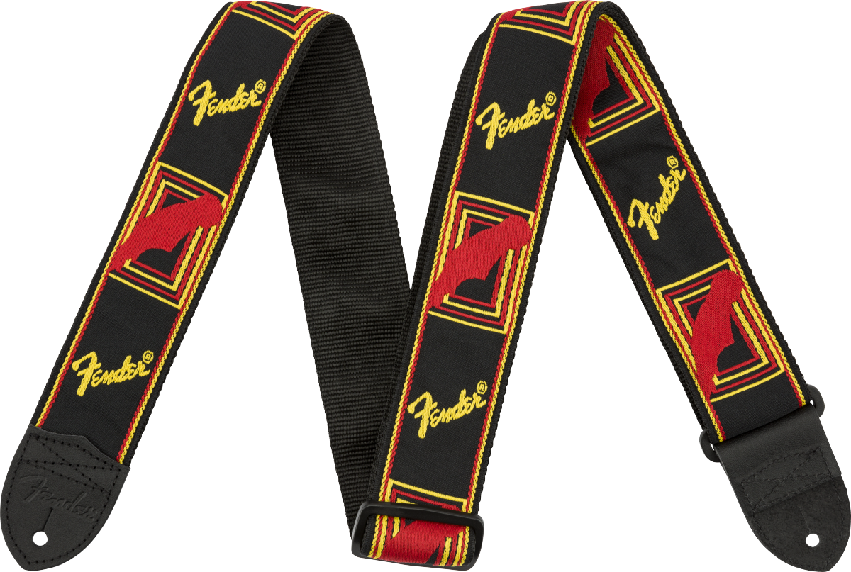 Fender Monogrammed Strap - Black/Yellow/Red
