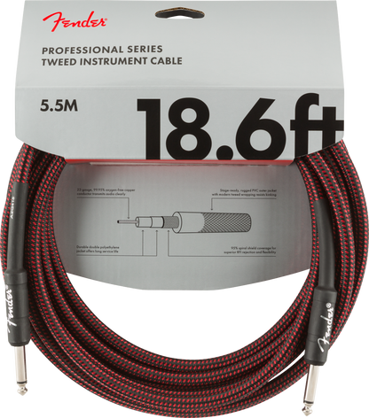 Fender Professional Series Tweed Instrument Cables - Red Tweed (18.6ft)