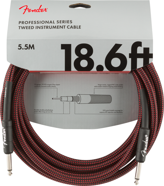 Fender Professional Series Tweed Instrument Cables - Red Tweed (18.6ft)