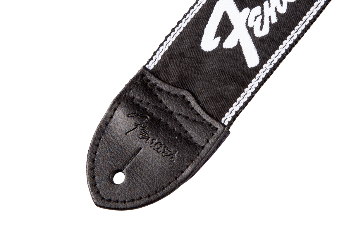 Fender Running Logo Strap - Black/White Logo