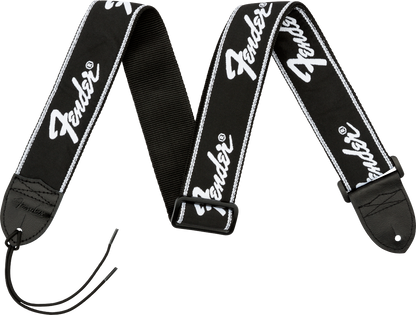 Fender Running Logo Strap - Black/White Logo