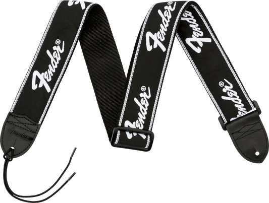 Fender Running Logo Strap - Black/White Logo