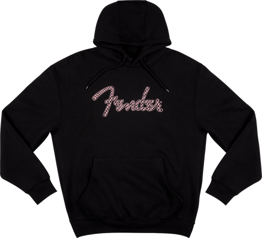 Fender Spaghetti Logo Wavy Checker Hoodie - Pink Checker (Large)