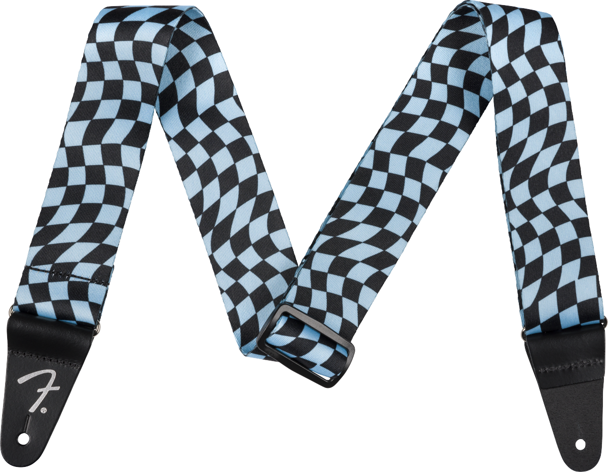 Fender Wavy Checkerboard Polyester Strap - Blue