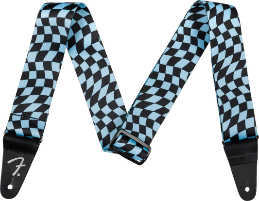 Fender Wavy Checkerboard Polyester Strap - Blue