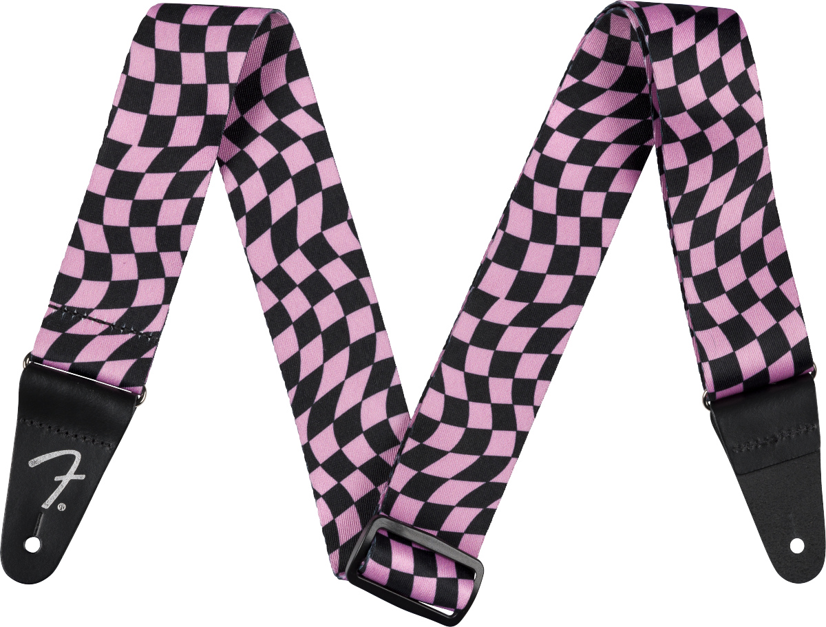 Fender Wavy Checkerboard Polyester Strap - Pink