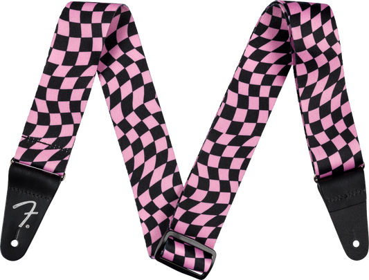 Fender Wavy Checkerboard Polyester Strap - Pink