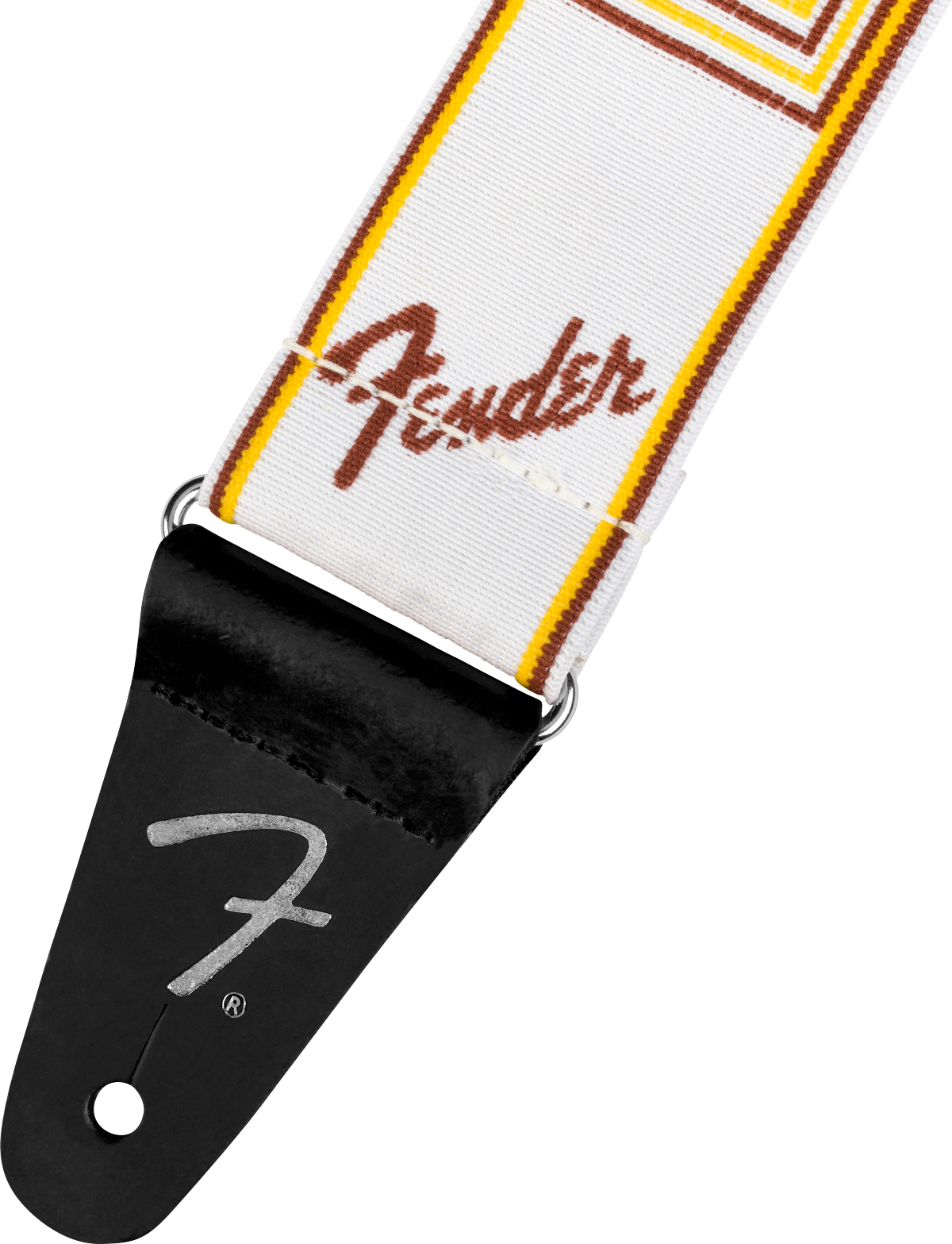 Fender WeighLess Monogram Straps - White/Brown/Yellow