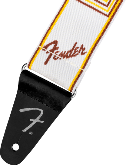 Fender WeighLess Monogram Straps - White/Brown/Yellow