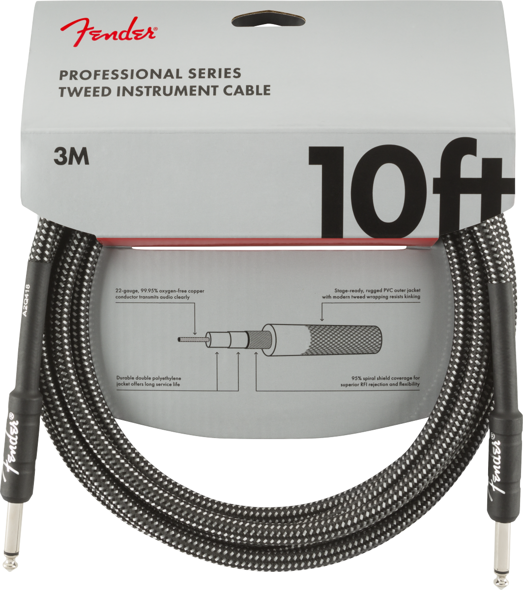 Fender Professional Series Instrument Cables - Gray Tweed (10ft)