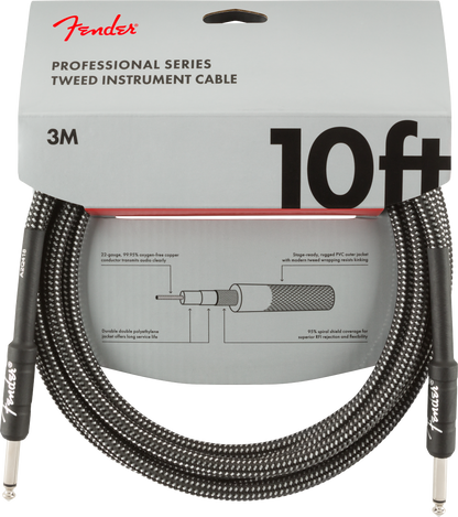 Fender Professional Series Instrument Cables - Gray Tweed (10ft)
