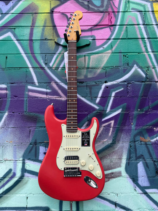 Fender American Ultra Luxe Vintage 60s Stratocaster HSS Electric Guitar - Fiesta Red