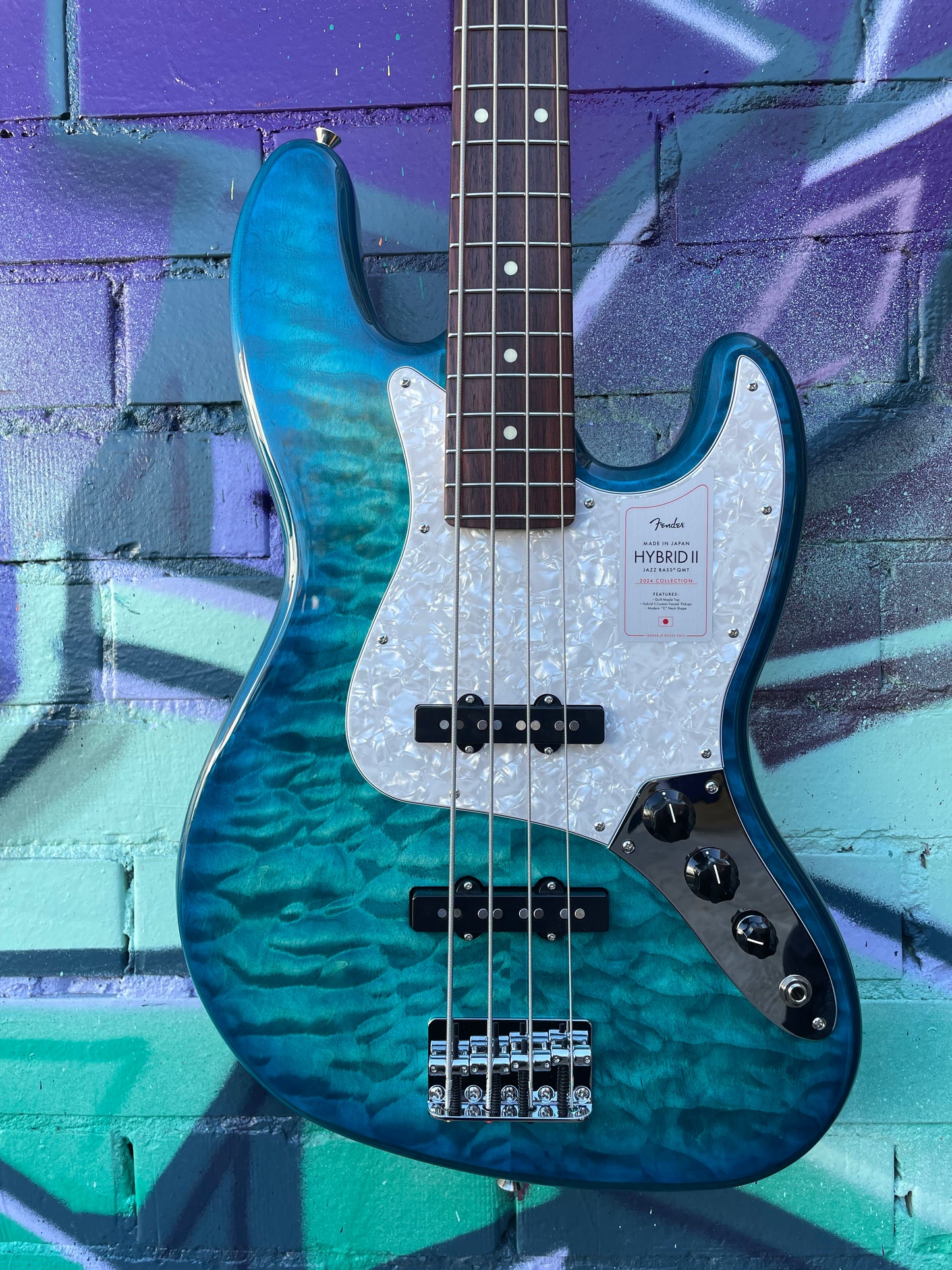 Fender 2024 Collection Made in Japan Hybrid II Jazz Bass - Quilt Aquamarine