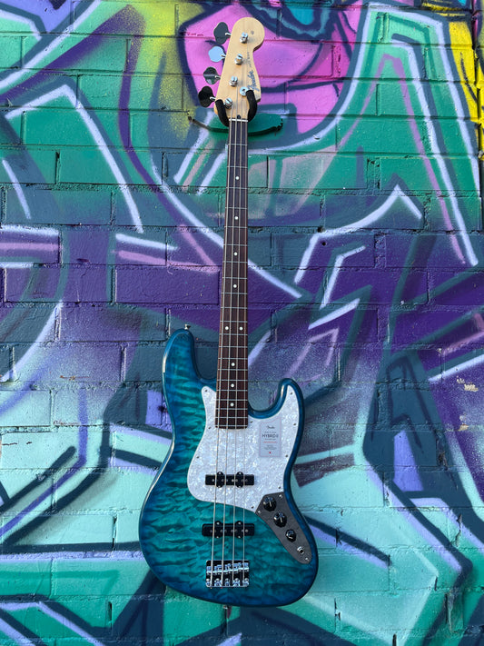 Fender 2024 Collection Made in Japan Hybrid II Jazz Bass - Quilt Aquamarine