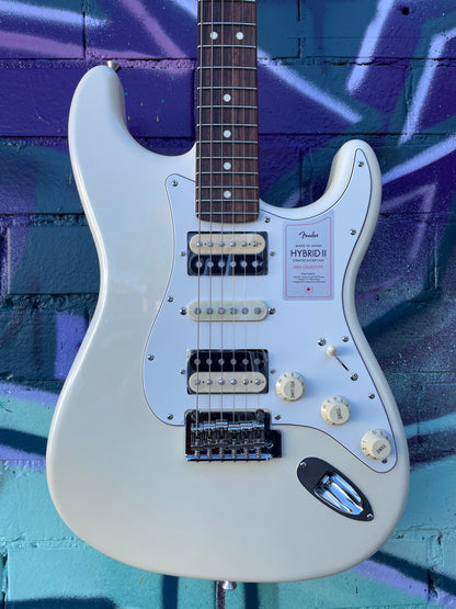 Fender Hybrid II Made in Japan 2024 Collection HSH Stratocaster Electric Guitar - Olympic Pearl