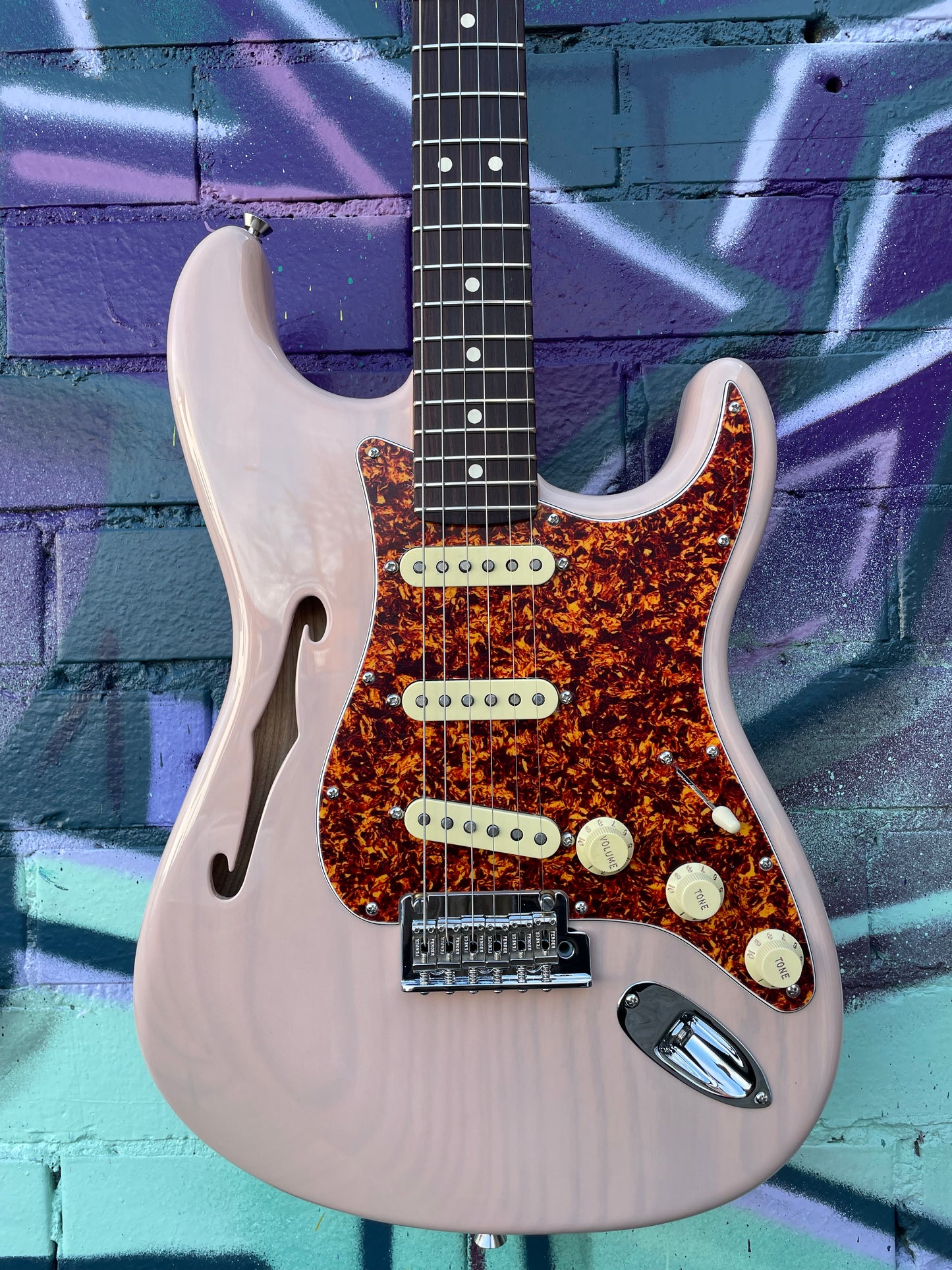 Fender Limited Edition American Professional II Stratocaster Thinline Electric Guitar - Transparent Shell Pink