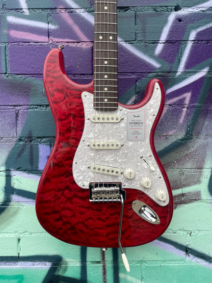 Fender Hybrid II Stratocaster Made In Japan 2024 Collection Electric Guitar - Quilt Red Beryl