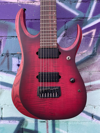 Ibanez RGD721FA 7 String Electric Guitar - Stained Wine Red Burst Flat