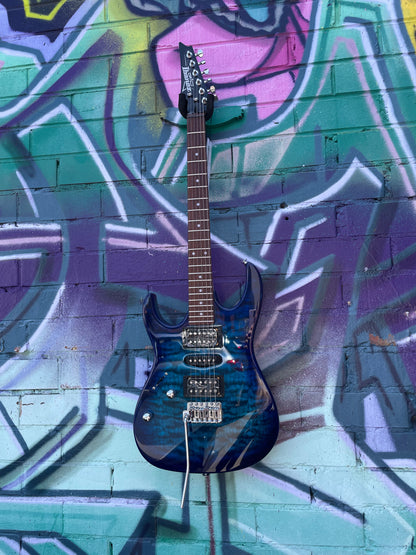 Ibanez RX70QAL, Left Handed Electric Guitar- Trans Blue Burst