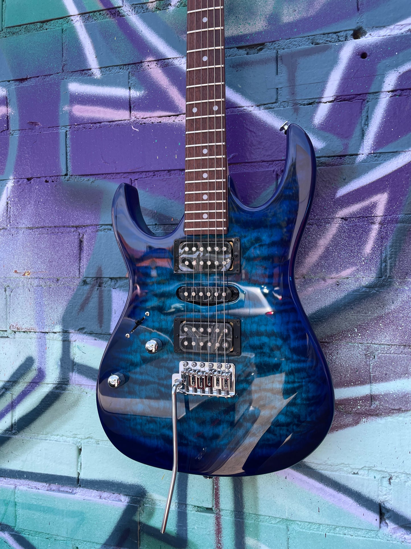 Ibanez RX70QAL, Left Handed Electric Guitar- Trans Blue Burst