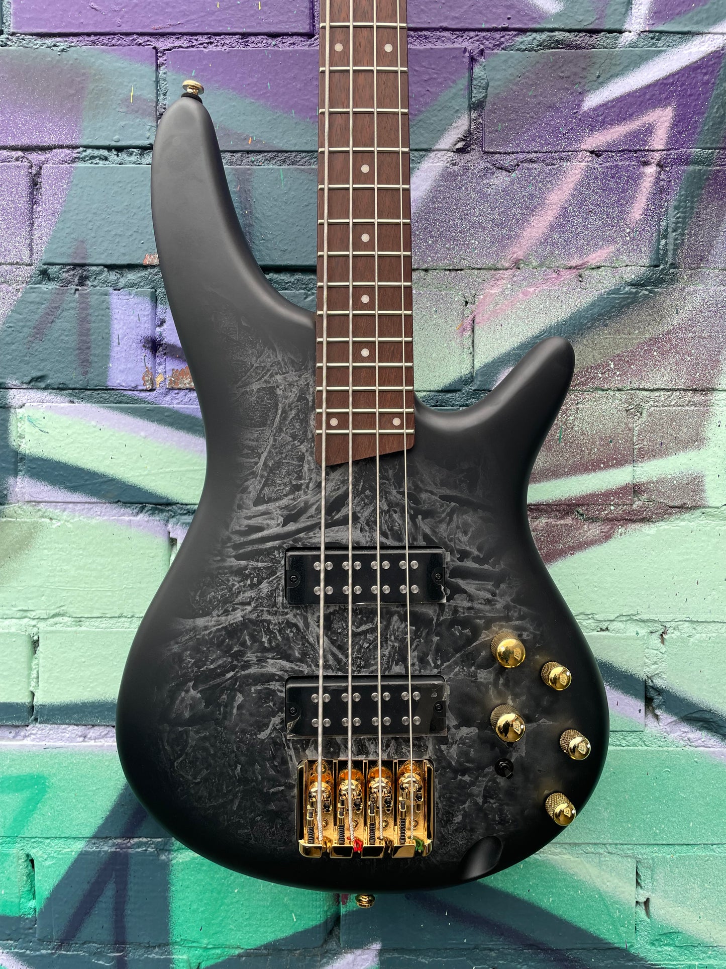 Ibanez SR300EDX BZM 4 String Electric Bass Guitar - Black Ice Frozen Matte