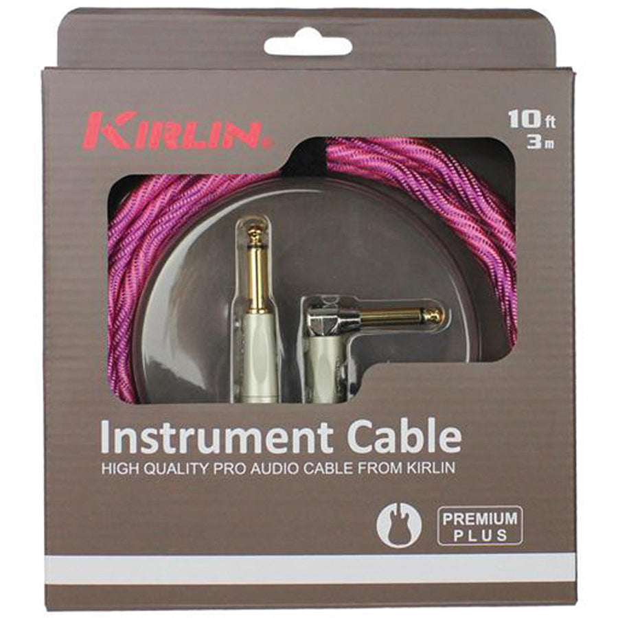 Kirlin 10ft Premium Plus Wave Instrument Cable RA to Straight - Pink