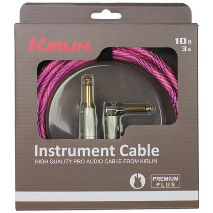 Kirlin 10ft Premium Plus Wave Instrument Cable RA to Straight - Pink