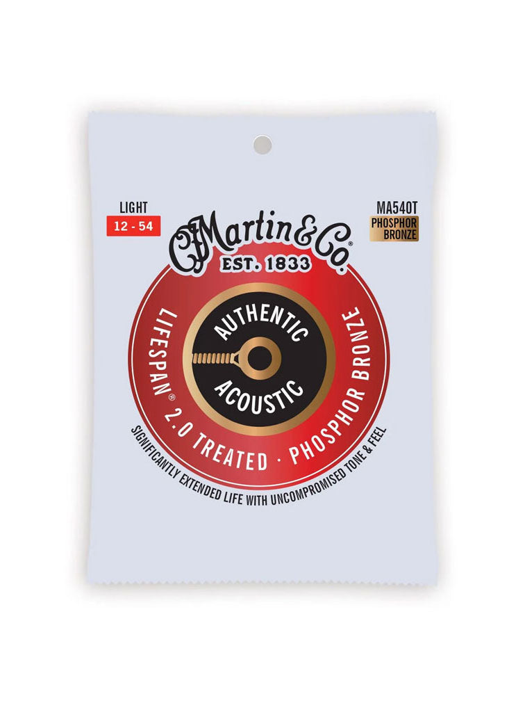 Martin Authentic Acoustic Lifespan 2.0 Phosphor Bronze Light 12-54 6-String Acoustic Guitar Strings