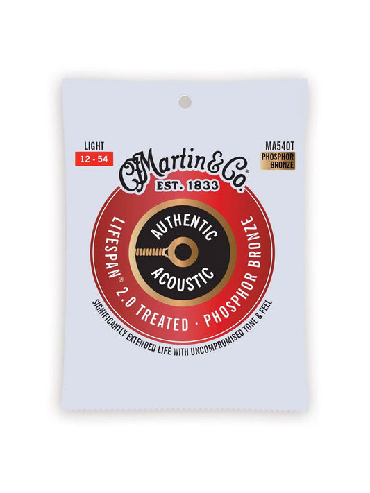 Martin Authentic Acoustic Lifespan 2.0 Phosphor Bronze Light 12-54 6-String Acoustic Guitar Strings