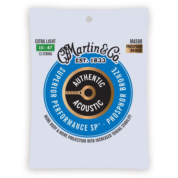 Martin Authentic Acoustic SP Phosphor Bronze Extra Light 10-47 12-String Acoustic Guitar Strings